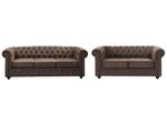 Ensemble canapé CHESTERFIELD Lot de 2 Marron - Textile - 88 x 72 x 205 cm