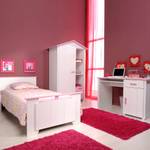 Jeugdkamerset Biotiful 4-delig - kledingkast, bed, nachtkastje en bureau - wit/roze