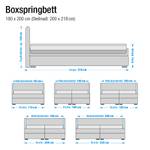 Boxspringbett Xenia inklusive Topper - Strukturstoff - Weiß - 180 x 200cm - H2