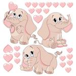 Drei rosa Elefantenbabies mit Herzen