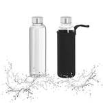 2er Set Trinkflasche 500 ml Schwarz - Silber - Glas - Metall - Kunststoff - 7 x 24 x 7 cm