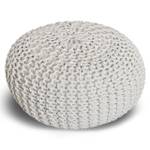 Pouf Sitzpouf Bodenkissen Strickhocker Weiß