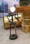 Lampe Metall Roboter Stehlampe antik