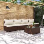 Garten-Lounge-Set (5-teilig) 3013629-3 Braun - Weiß - Metall - Polyrattan - 60 x 30 x 60 cm