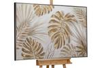 Gerahmtes Acrylbild Unter Palmen Braun - Gold - Massivholz - Textil - 122 x 82 x 4 cm