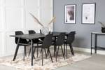 Essgruppe Sleek (7-teilig) Schwarz - Massivholz - 95 x 75 x 195 cm