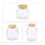 9 x Vorratsglas Braun - Bambus - Glas - Kunststoff - 10 x 21 x 10 cm