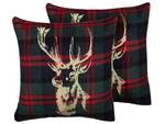 Coussin décoratif RUDOLPH Doré - Vert - Rouge - Textile - 45 x 12 x 45 cm