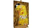 Bild handgemalt Die Umarmung nach Klimt Braun - Massivholz - Textil - 60 x 90 x 4 cm