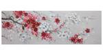 Tableau peint Fleurs Éternelles Rouge - Blanc - Bois massif - Textile - En partie en bois massif - 150 x 50 x 4 cm