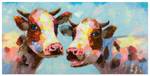 Acrylbild handgemalt Tierischer Klatsch Massivholz - Textil - 120 x 60 x 4 cm