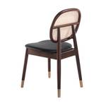 Chaise en simili cuir et pieds en bois Noir - Marron - Doré - Bois manufacturé - Rotin - 49 x 87 x 52 cm