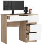 Bureau d'ordinateur A-7 droit CLP Imitation chêne de Sonoma - Blanc