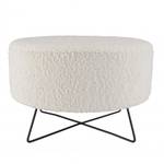 Pouf rond tissu bouclette blanc Blanc - Textile - 54 x 35 x 54 cm