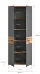 Armoire de bureau Mason Gris - En partie en bois massif - 80 x 199 x 37 cm