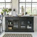 Buffet LONDON Schwarz - Massivholz - 45 x 85 x 160 cm