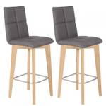2 chaises bar tissu gris anthracite LEO Gris - Textile - 40 x 109 x 45 cm