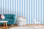 Kinderzimmer Streifentapete Blau Weiß Blau - Weiß - Kunststoff - Textil - 53 x 1005 x 1 cm