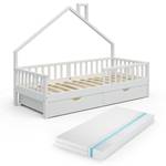 Lit cabane Noemi, matelas et 2 tiroirs Blanc