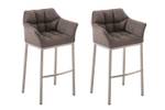 Tabouret de bar Damaso Lot de 2 Gris - Argenté