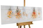 Tableau peint à la main Illuminate Me Orange - Blanc - Bois massif - Textile - 150 x 50 x 4 cm