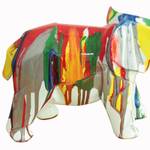 Statue éléphant argenté et multicolore Porcelaine - 33 x 21 x 15 cm