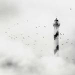 Tableau phare dans le brouillard 120 x 80 cm - Verre