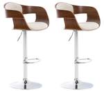 Tabouret de bar Kingston Lot de 2 Blanc crème - Imitation noyer