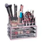 Make Up Organizer mit 4 Schubfächern Pink - Durchscheinend