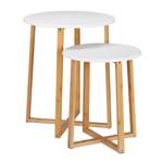 Table d'appoint banches jeu de 2 Marron - Blanc - Bambou - Bois manufacturé - 50 x 61 x 50 cm