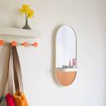 Miroir mural avec étagère oval Beige