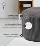 Pouf Hocker Sitzhocker Cord Ø 50cm Anthrazit - 50 x 30 x 50 cm