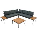 Loungeset Rangun 2-teilig Braun - Grau - Metall - Massivholz - Holzart/Dekor - 225 x 67 x 225 cm