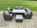 Garten Esssofa Set Fritz (7er-Set) Grau - Polyrattan - Stein - 69 x 79 x 124 cm