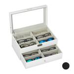 Brillenbox für 12 Brillen Grau - Weiß - Glas - Kunststoff - 34 x 16 x 20 cm