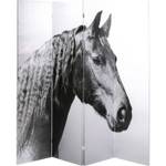 Paravent chevaux Noir - Textile - 160 x 180 x 3 cm