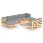 Garten-Lounge-Set (10-teilig) 3009739-2 Grau - Holz