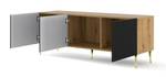 Meuble TV RavennaB 150x42x56 Beige - Noir - Doré