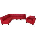 Couch-Garnitur Lyon 6-1 Rot - Kunstleder - 258 x 76 x 186 cm