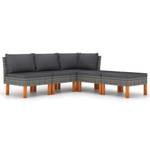 Garten-Sofa-Set (5-teilig) 3009634-2 Grau - Metall - Polyrattan - Holzart/Dekor - 61 x 67 x 65 cm