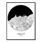 Poster Casablanca Carte ronde Noir - Papier - 40 x 50 x 40 cm