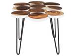 Table d'appoint TIJUANA Noir - Marron - Blanc - Bois massif - 79 x 40 x 55 cm