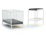 Babyzimmer Bett und Wickeltisch Weiß - Massivholz - 82 x 82 x 0 cm