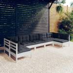 7-tlg. Garten-Lounge-Set mit Kissen Weiß Weiß