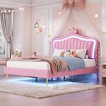 Polster-Kinderbett Aether Ⅳ Pink - Holzwerkstoff - Metall - Massivholz - Kunstleder - 152 x 122 x 203 cm