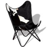 Chaise 295619 Noir - Blanc - Cuir véritable - 74 x 90 x 66 cm