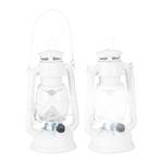 2x lampe-tempête LED blanche Translucide - Blanc