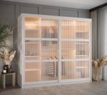 ARMOIRE À PORTES COULISSANTES FLUTES Largeur : 200 cm - Argenté