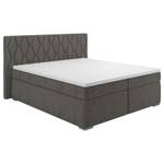 Lit 180x200 cm tissu matelas/surmatelas Gris - Textile - 215 x 115 x 200 cm