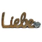 Schriftzug Liebe Schrift Holz Tischdeko Braun - Metall - Massivholz - 25 x 10 x 2 cm